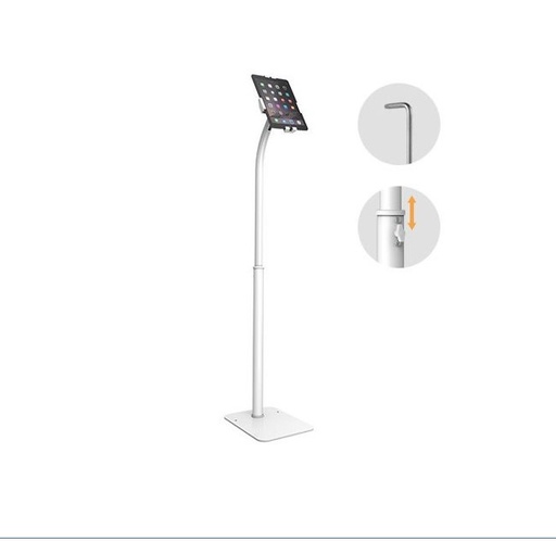 [MPBT-PAD33-01-W] Bratech Height Adjustable Universal Anti-TheftTable Floor Stand compatible with7.9'-11' Tablets-White